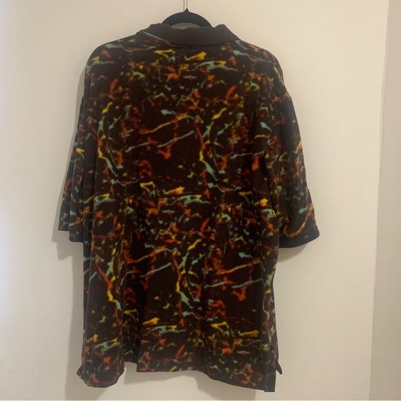 Rocawear Polo Shirt Brown Colorful Splatter Logo Men’s 2x 2XL Top with Pin - Picture 7 of 7